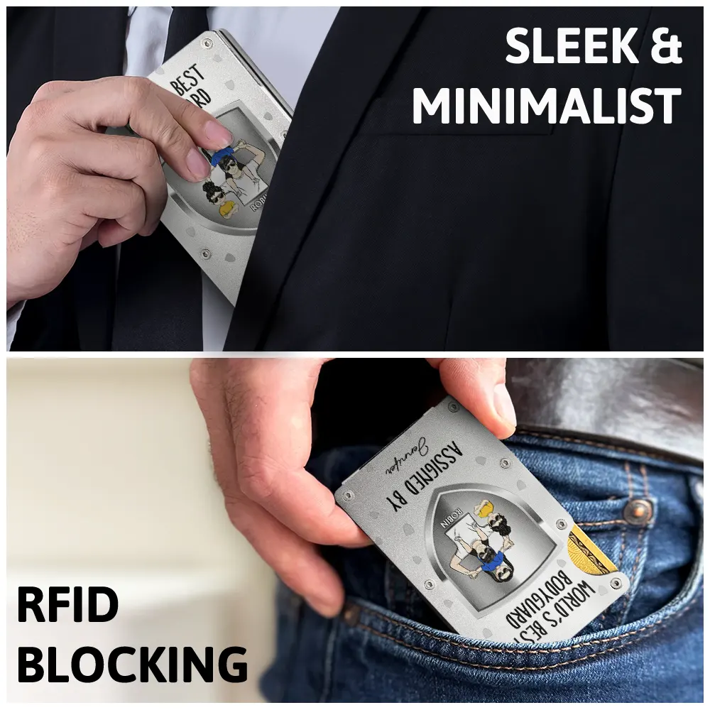 World's Best Bodyguard Assigned By - Personalized Card Wallet With Money Clip - Image 3