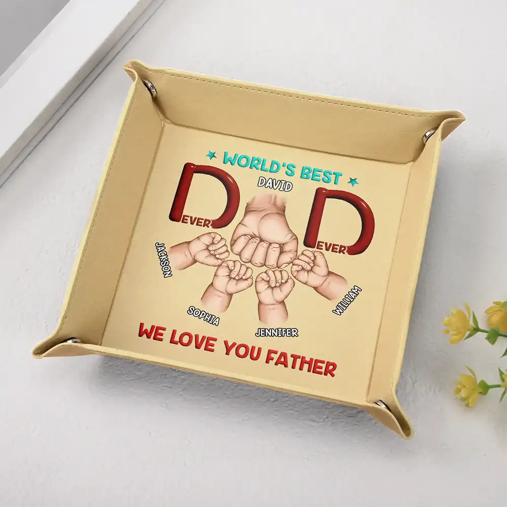 World's Best Dad - Personalized Leather Valet Tray - Image 2