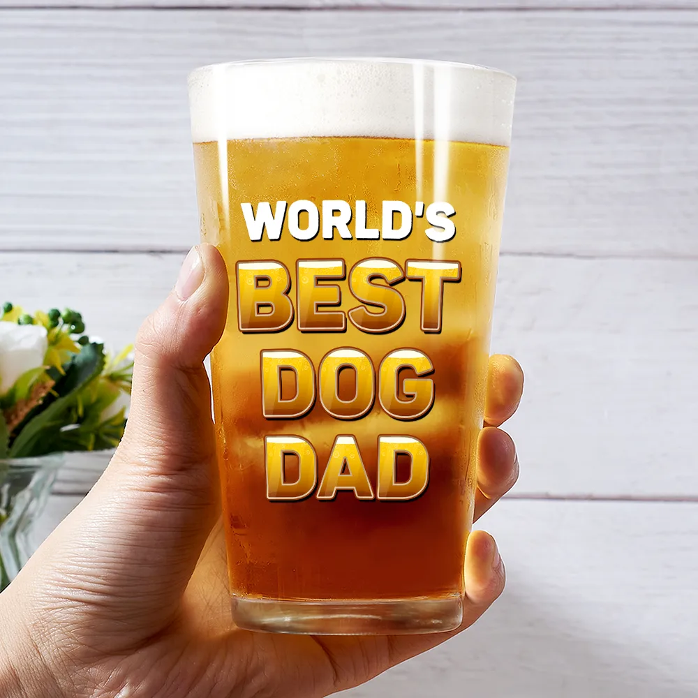 World's Best Dog Dad - Personalized Beer Glass - Image 3