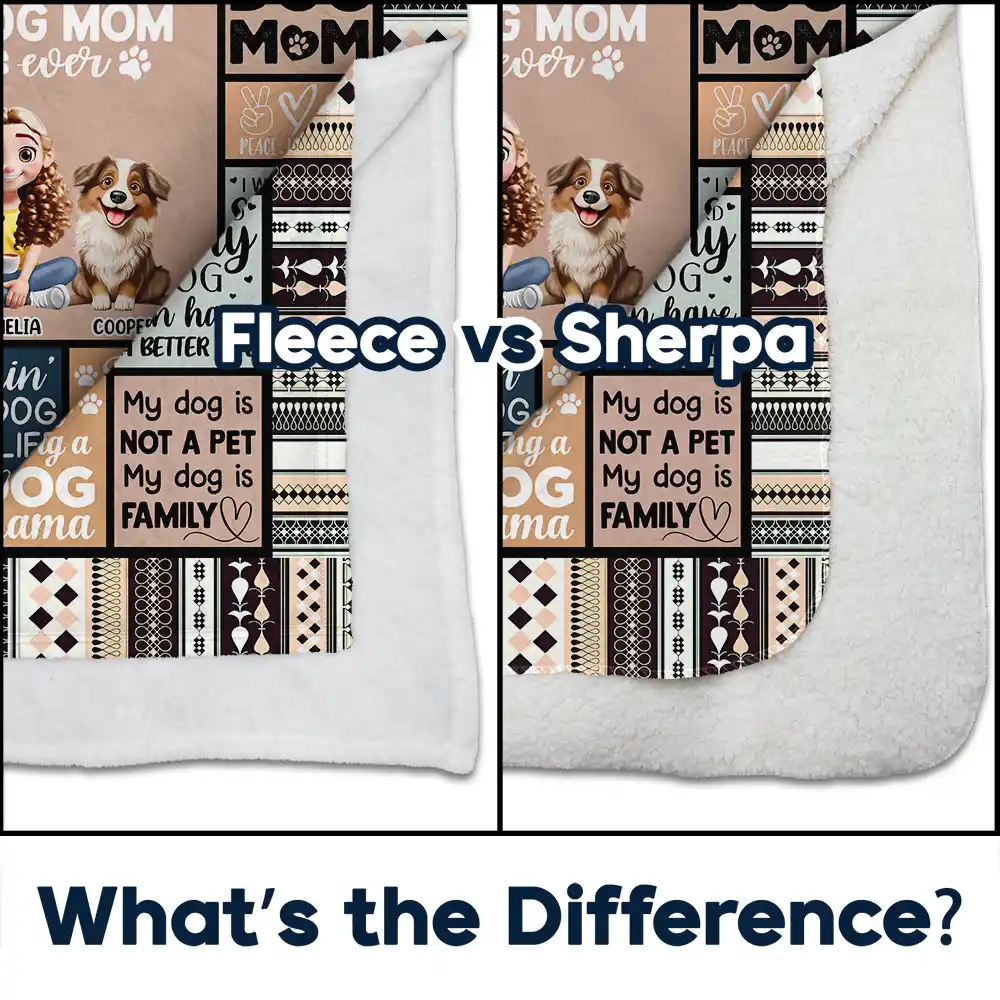 World's Best Dog Mom Ever 3D Effect - Personalized Fleece Blanket, Sherpa Blanket - Image 4