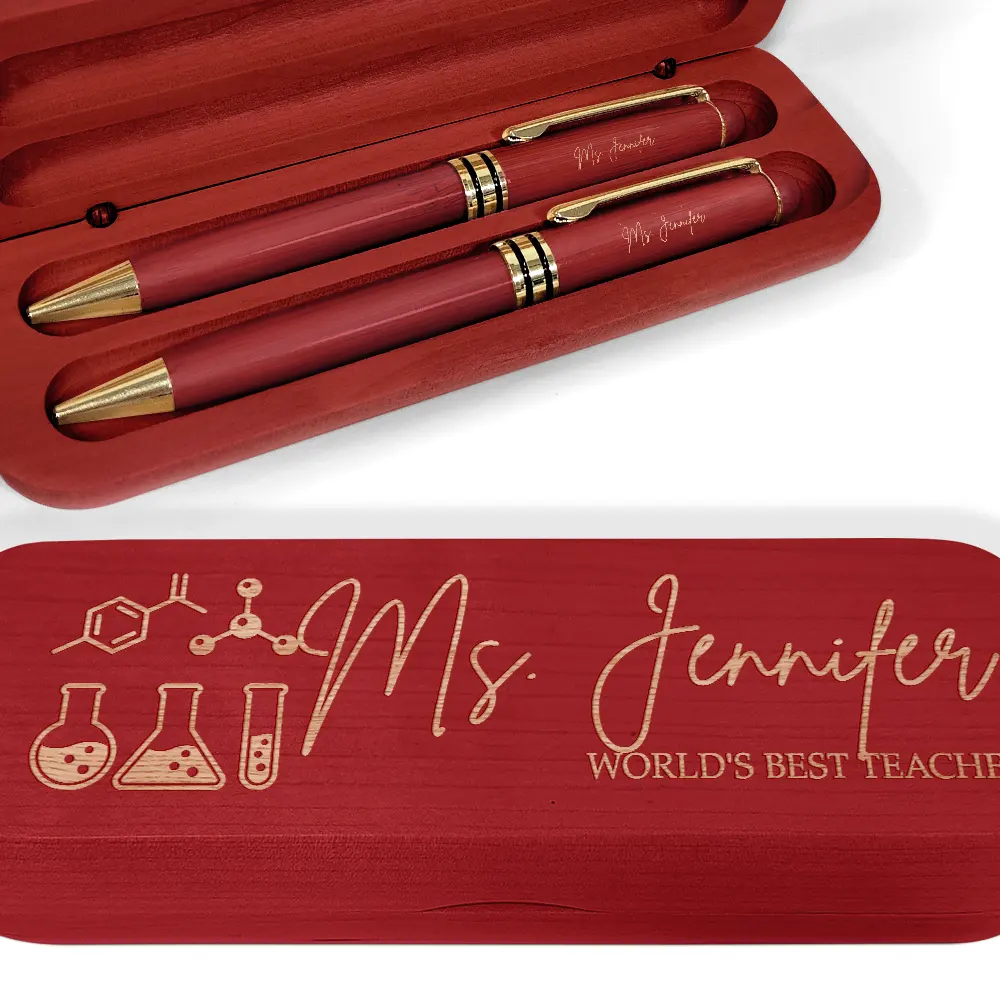World's Best Teacher - Personalized Wooden Pen Set - Image 4
