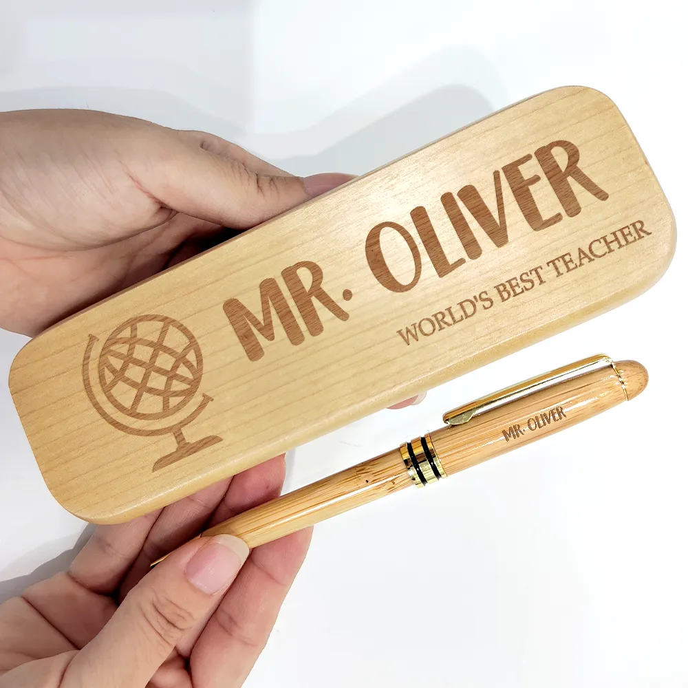 World's Best Teacher - Personalized Wooden Pen Set - Image 5