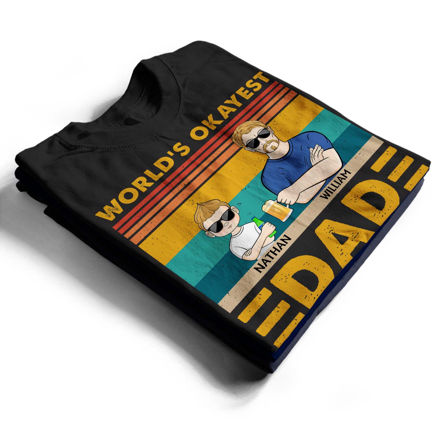 World's Okayest Dad - Funny, Birthday Gift For Father, Husband - Personalized Custom T Shirt - Image 2