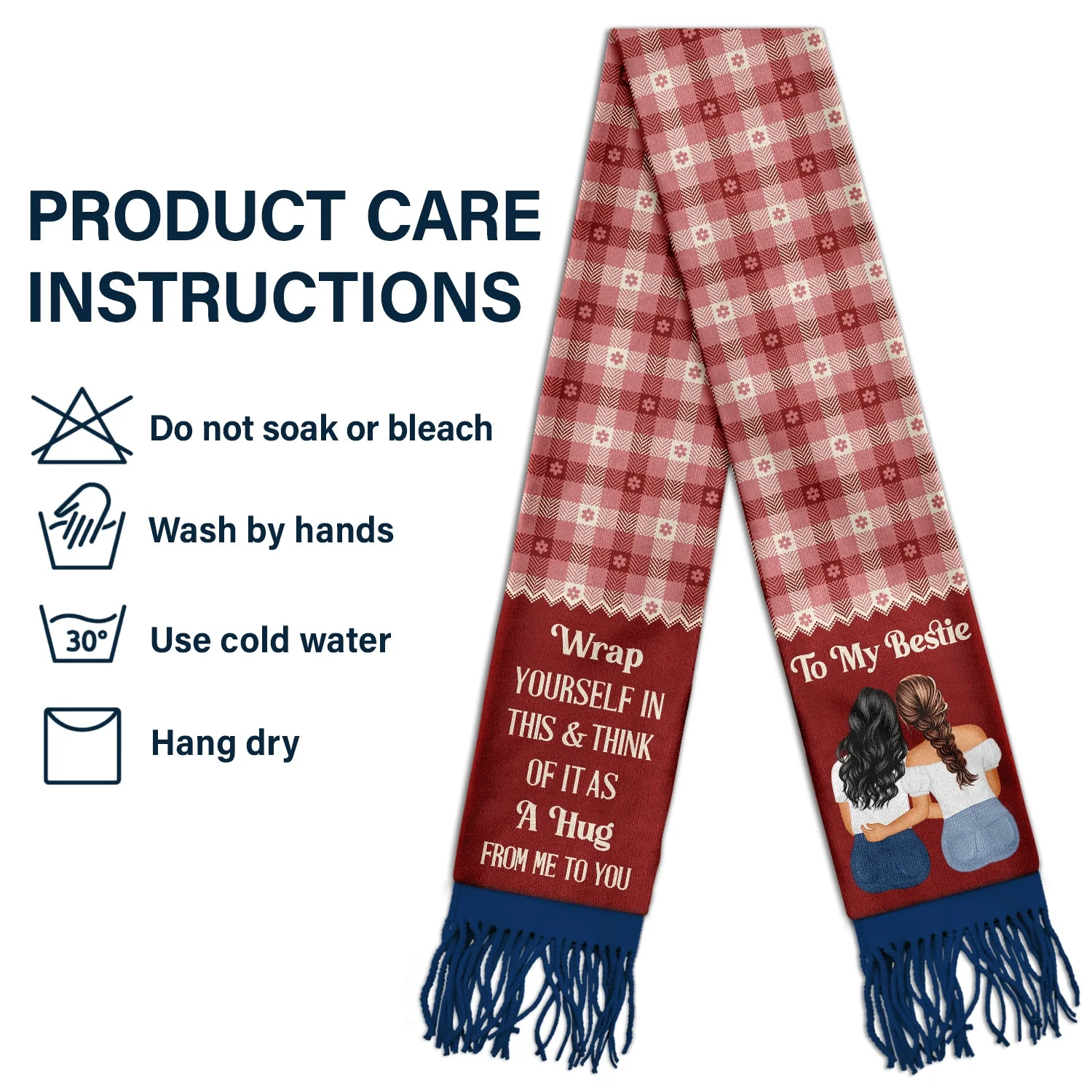 Wrap Yourself Up - Gift For Sisters And Besties - Personalized Wool Scarf With Tassel - Image 5
