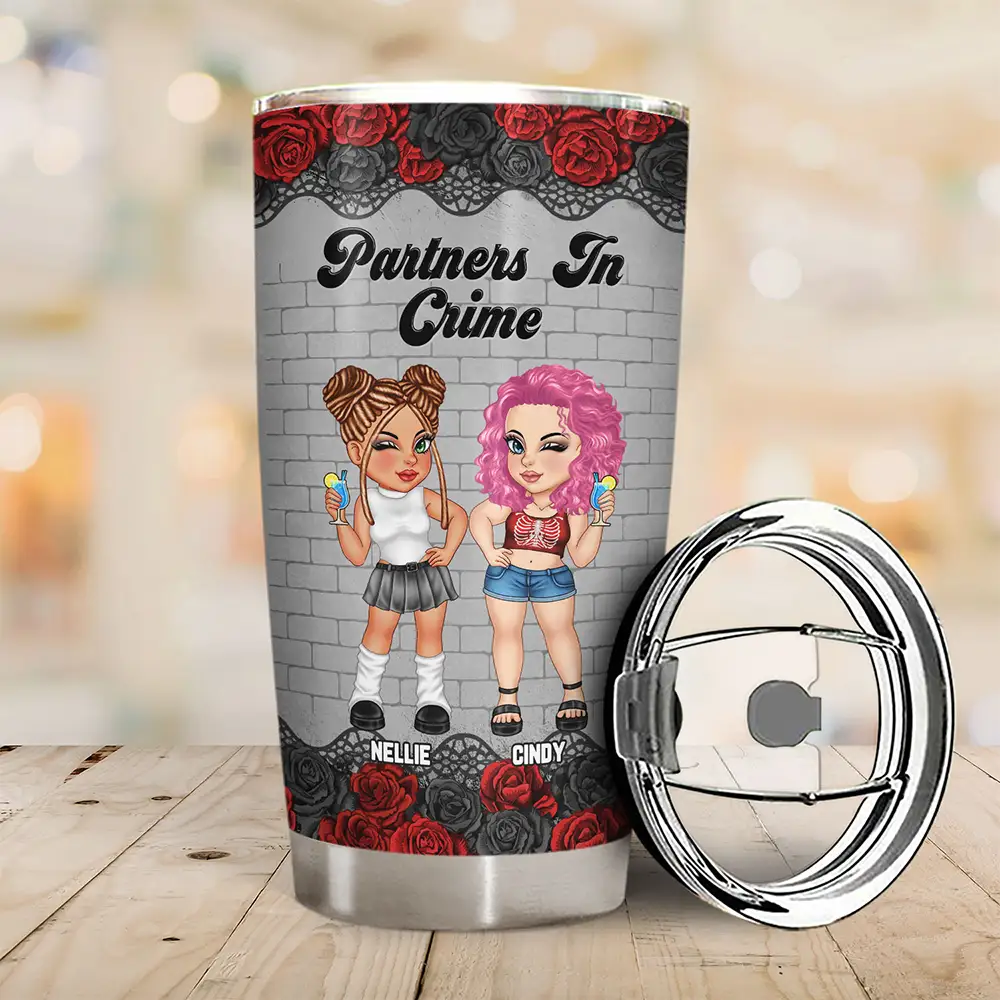 Y2K Bestie Partners In Crime - Personalized Tumbler - Image 2