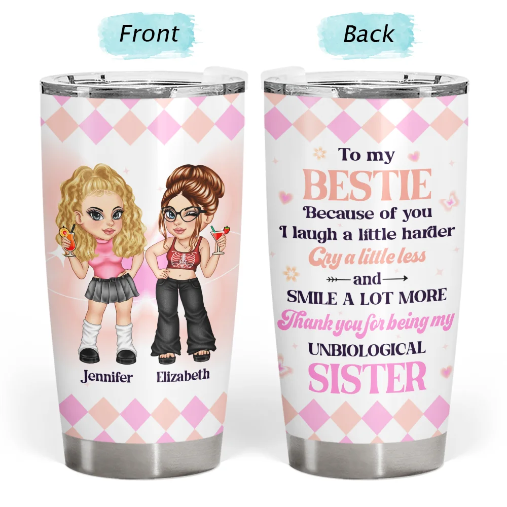 Y2K Besties Because Of You I Laugh A Little Harder - Personalized Tumbler - Image 3