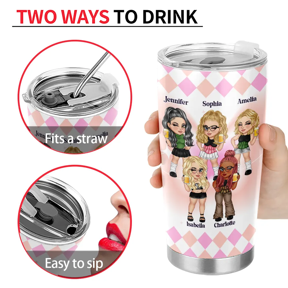 Y2K Besties Because Of You I Laugh A Little Harder - Personalized Tumbler - Image 4