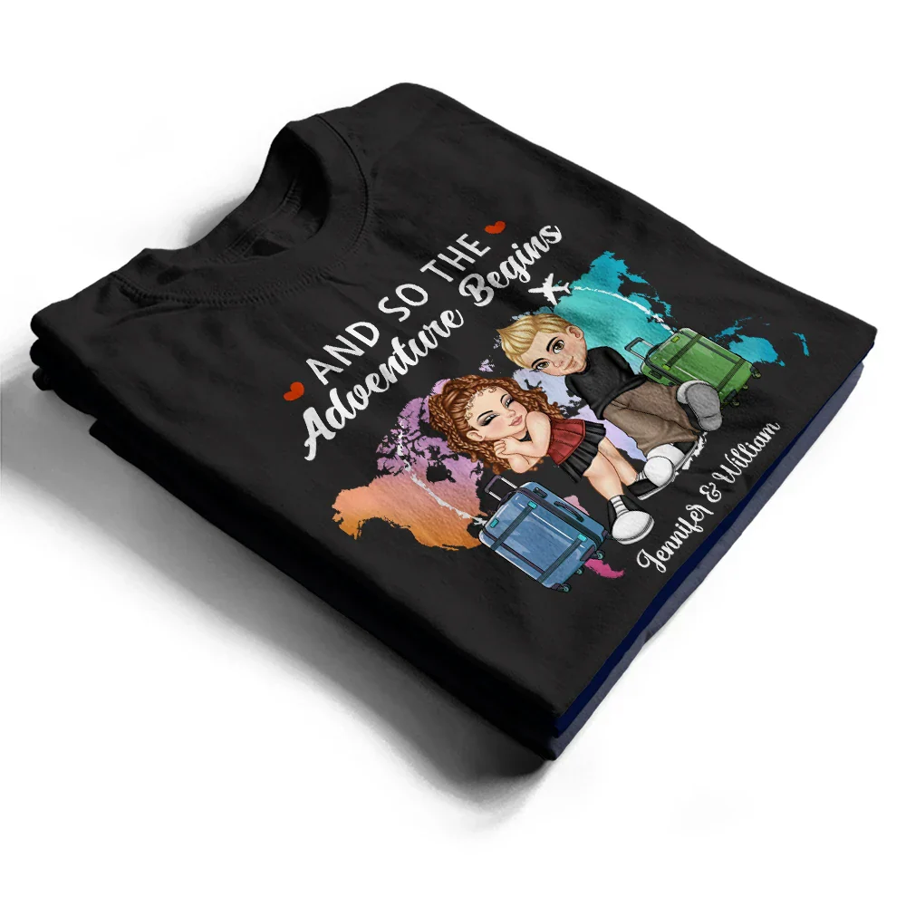 Y2K Couple Hubby & Wifey Travel Partners For Life - Personalized T Shirt - Image 2