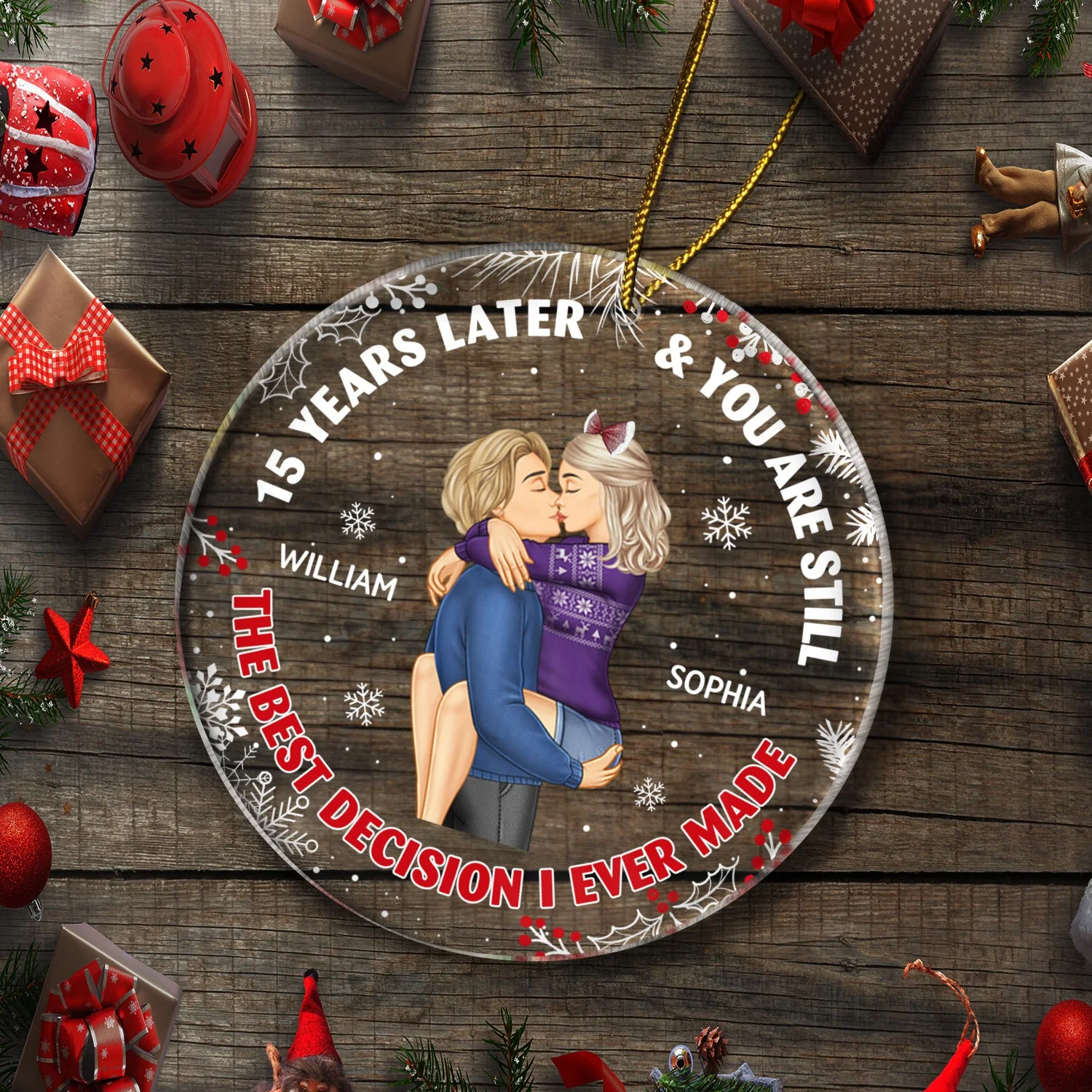 Years Later And You Are Still The Best Decision - Anniversary, Christmas Gift For Couples, Family - Personalized Circle Acrylic Ornament - Image 5