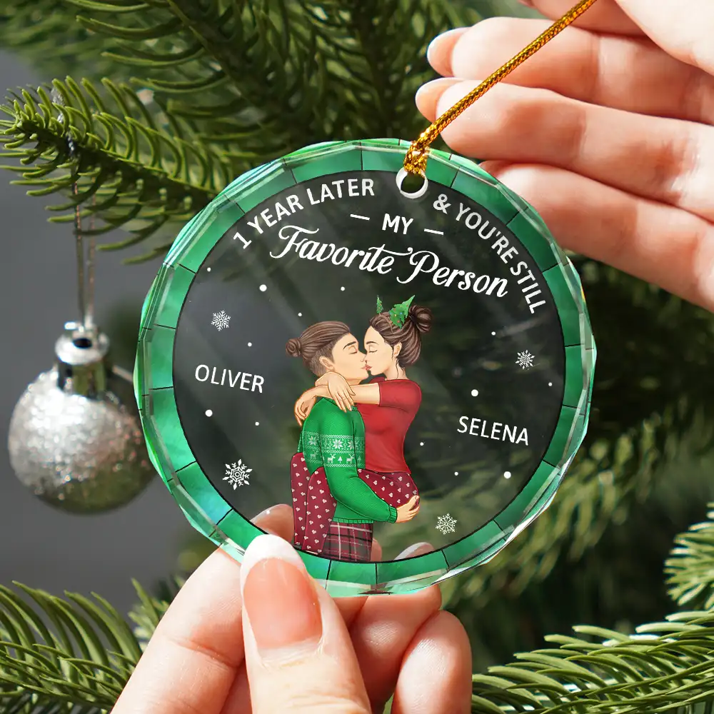 Years Later And You Still My Favorite Person - Personalized Circle Glass Ornament - Image 2