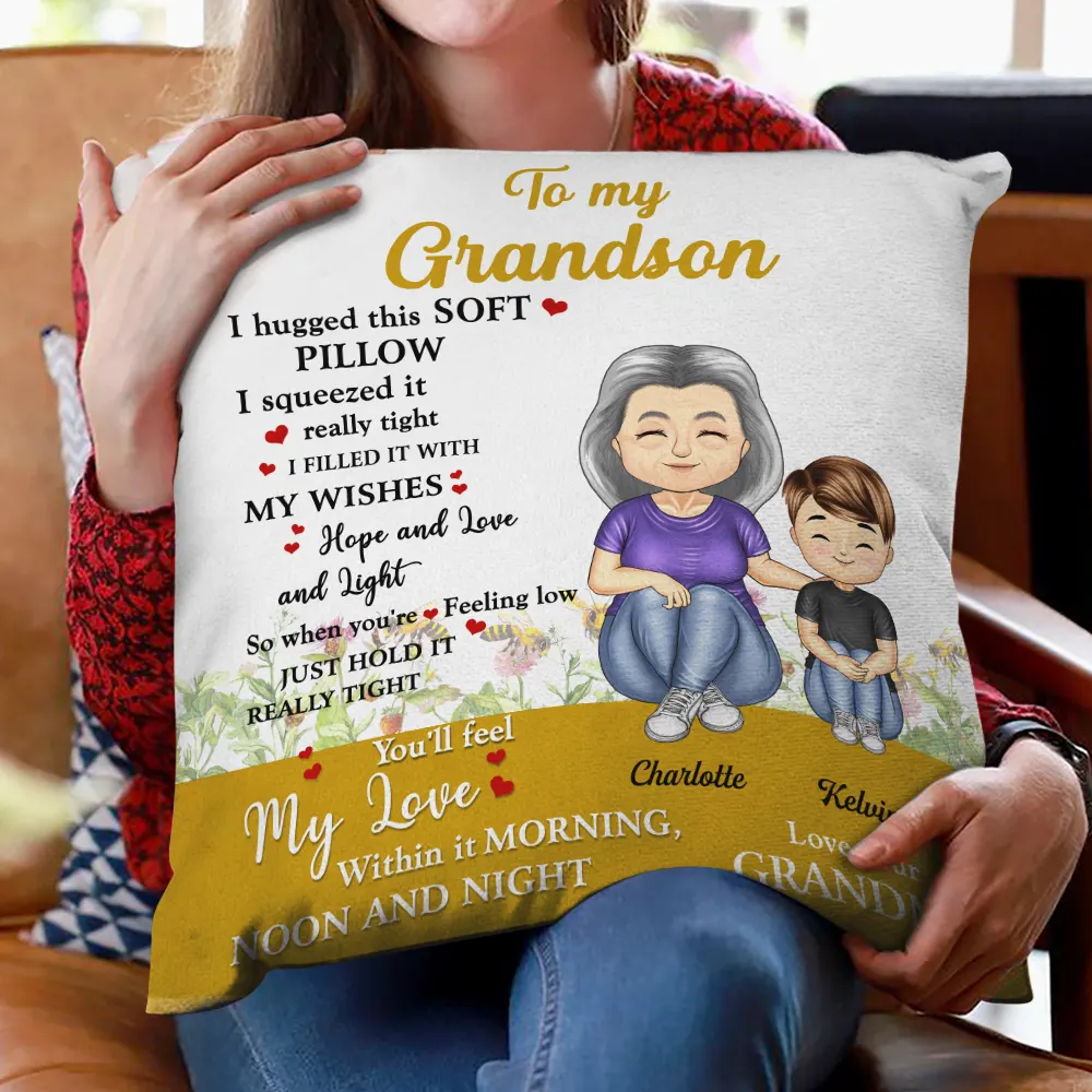 Yellow Hug This Soft Pillow Filled It With My Wish - Personalized Pillow - Image 2