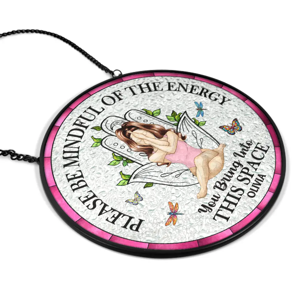 Yoga Be Mindful Of The Energy - Personalized Stained Glass Window Hanging Suncatcher - Image 2