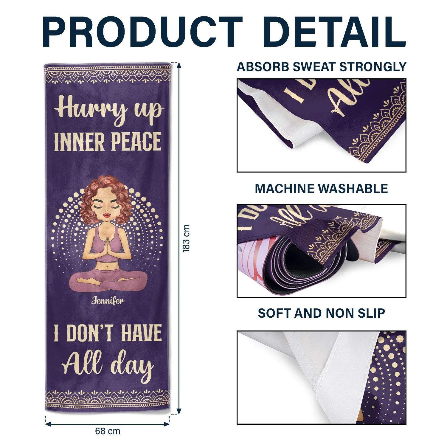 Yoga Girl I'm Mostly Peace Love And Light - Gift For Yourself, Gift For Women - Personalized Yoga Towel - Image 5