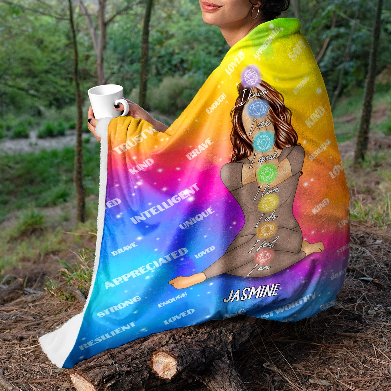 Yoga I Know I See - Gift For Yourself, Gift For Women - Personalized Fleece Blanket - Image 3