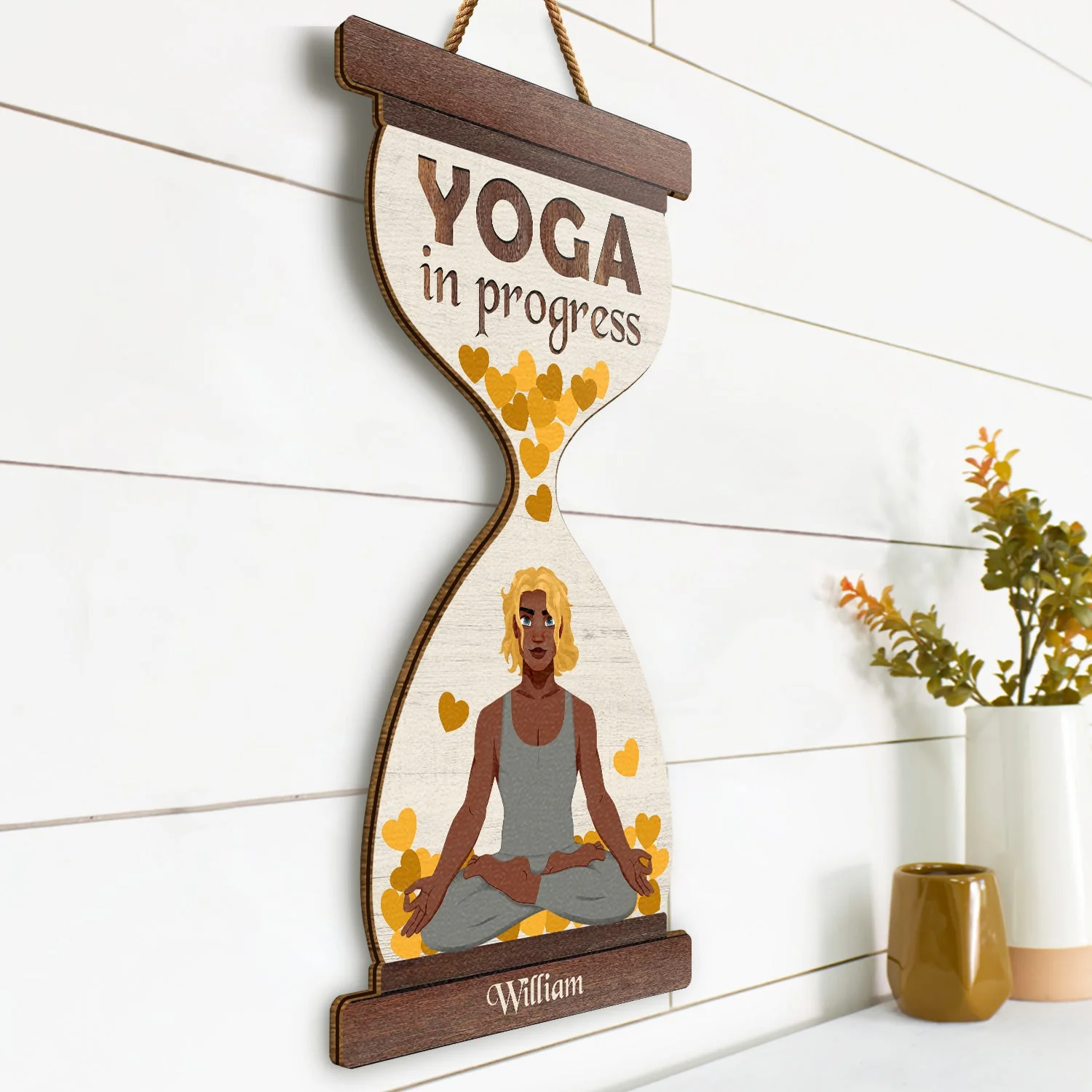 Yoga In Progress - Gift For Yoga Lovers - Personalized Custom Shaped Wood Sign - Image 2