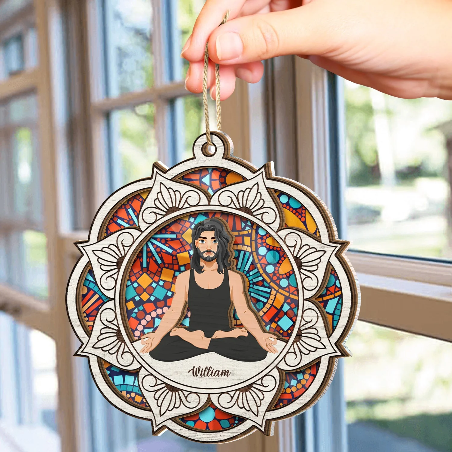 Yoga Mandala - Gift For Yoga Lovers - Personalized Suncatcher Ornament - Image 4