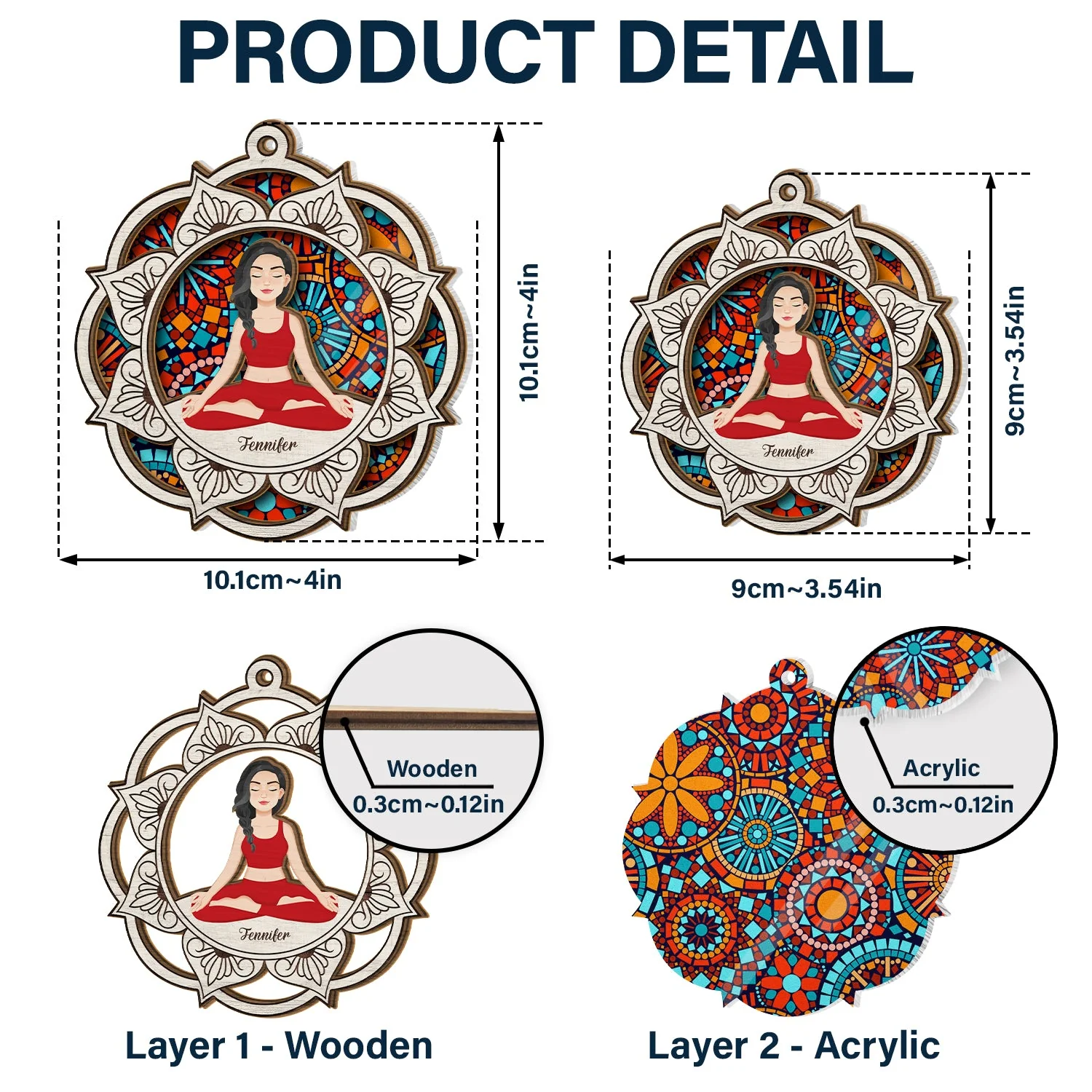 Yoga Mandala - Gift For Yoga Lovers - Personalized Suncatcher Ornament - Image 5