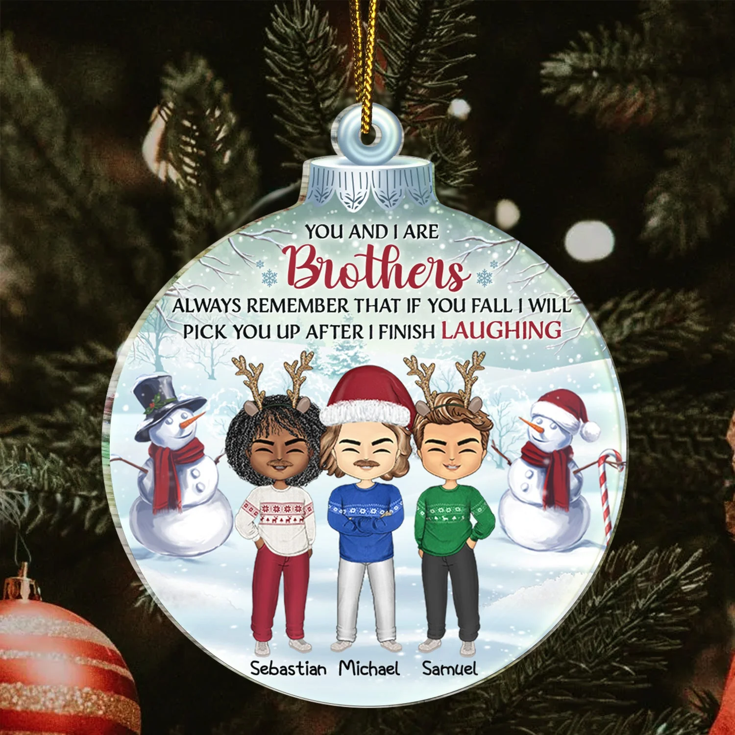 You And I Are Sisters Always Remember That If You Fall - Christmas Gift For Brothers, Siblings, Besties, Best Friends - Personalized Custom Shaped Acrylic Ornament - Image 3