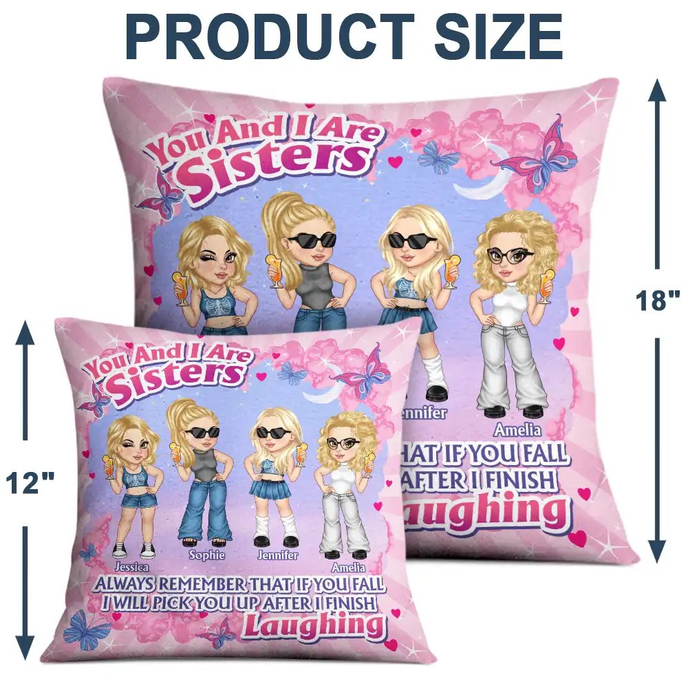 You And I Are Sisters - Personalized Pillow - Image 4