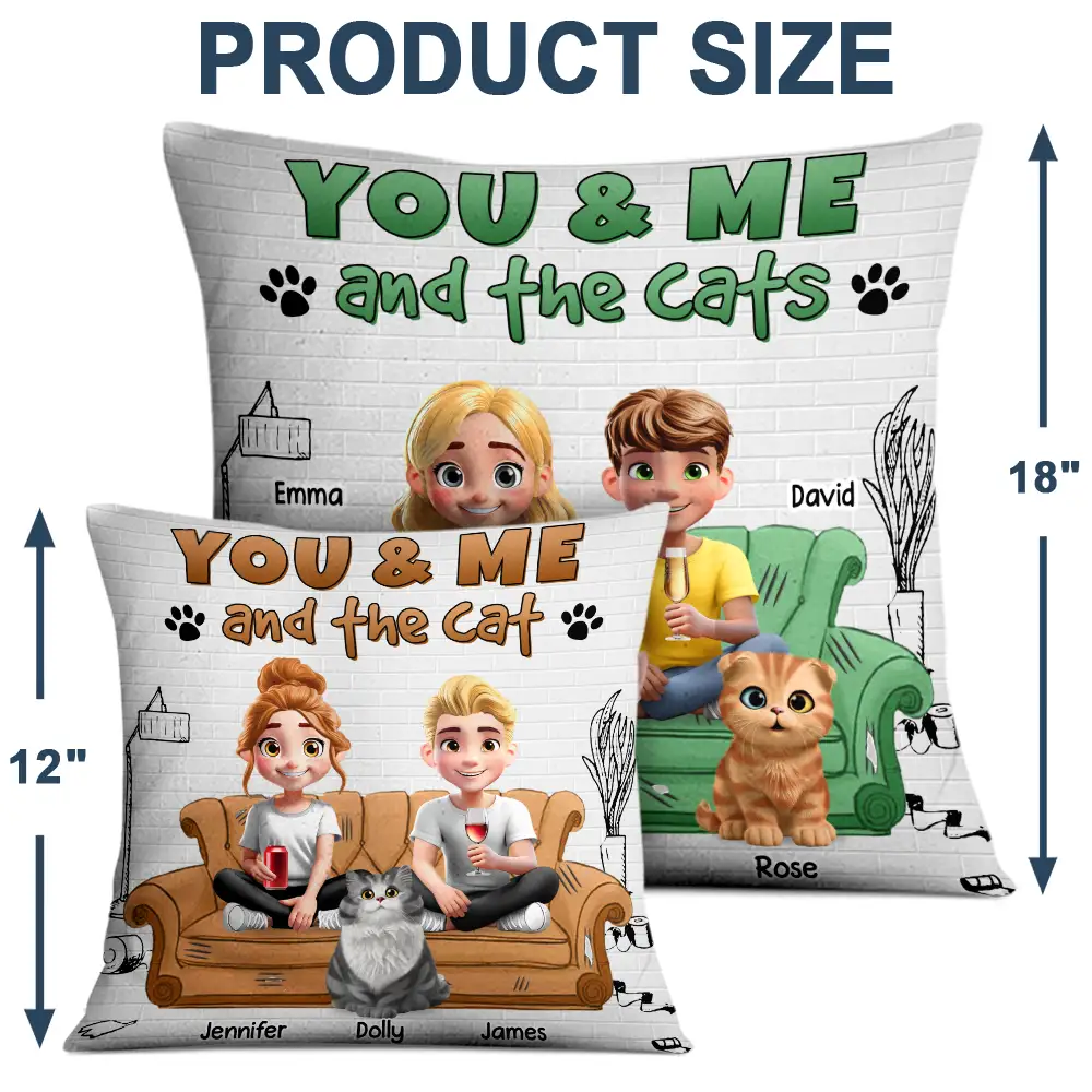 You And Me And The Cats 3d Effect - Personalized Pillow - Image 4