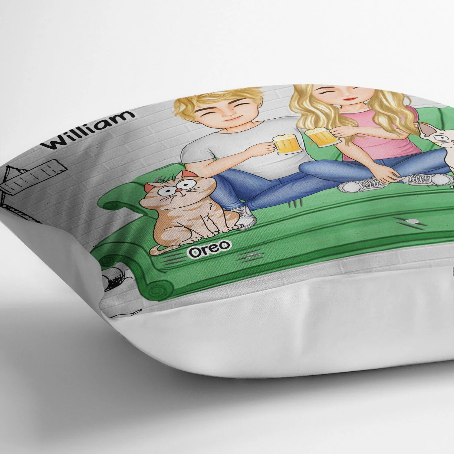 You And Me And The Cats - Gift For Cat Lovers - Personalized Pillow - Image 3