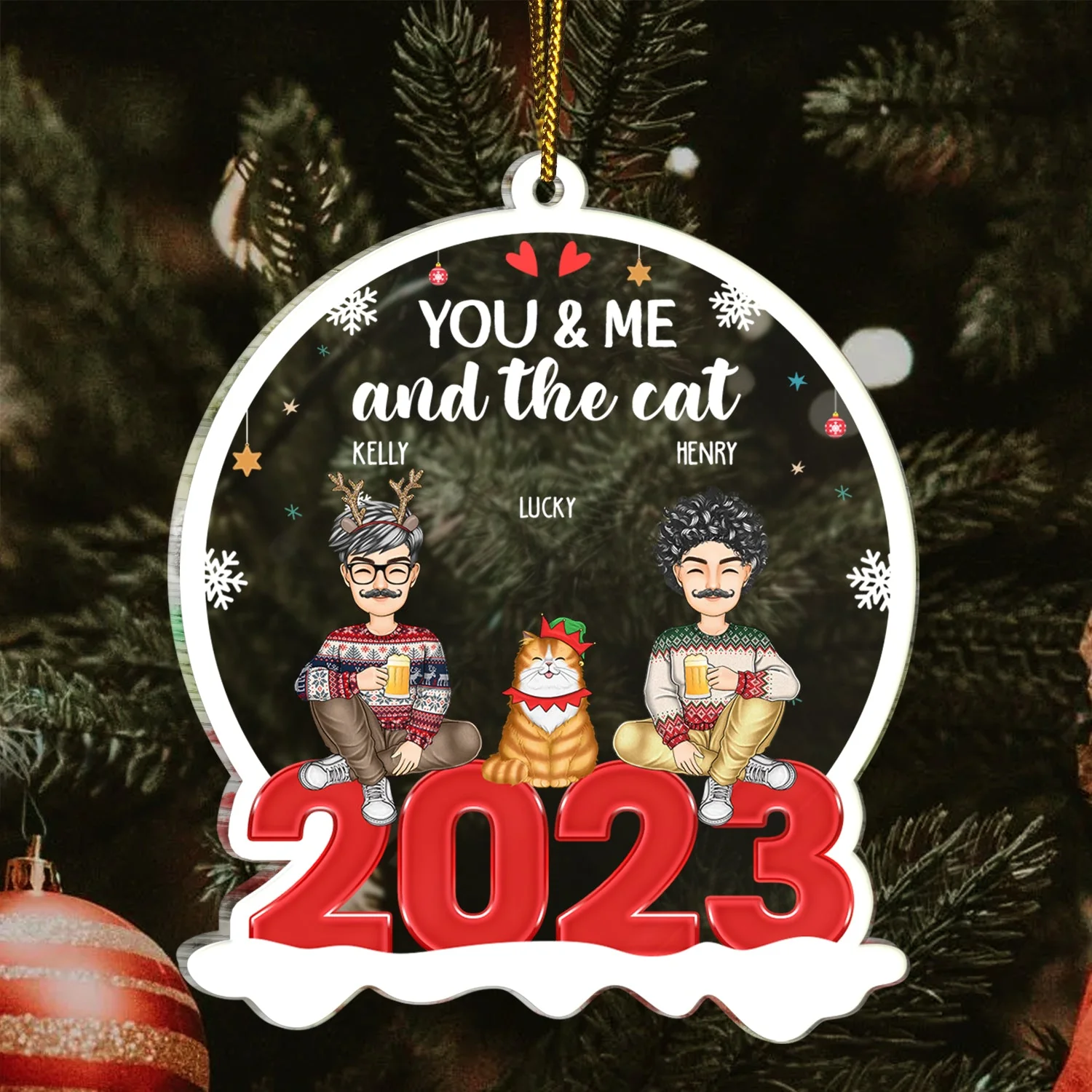 You And Me And The Dog Cat Fur Baby - Christmas Gift For Dog Cat Lovers - Personalized Custom Shaped Acrylic Ornament - Image 3
