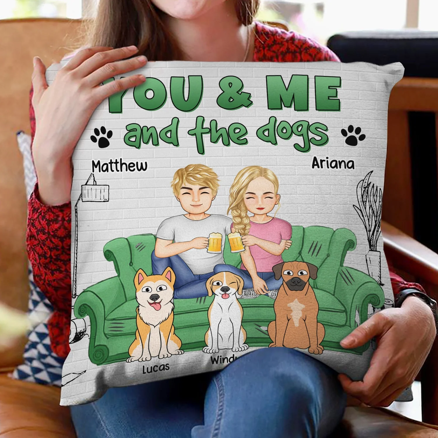 You And Me And The Dog Cat - Gift For Pet Lovers - Personalized Pillow - Image 2