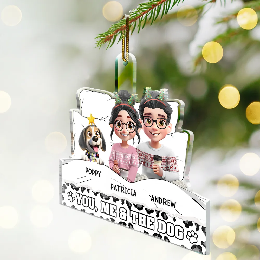 You And Me And The Dog Cozy Blanket - Personalized Custom Shaped Acrylic Ornament - Image 2