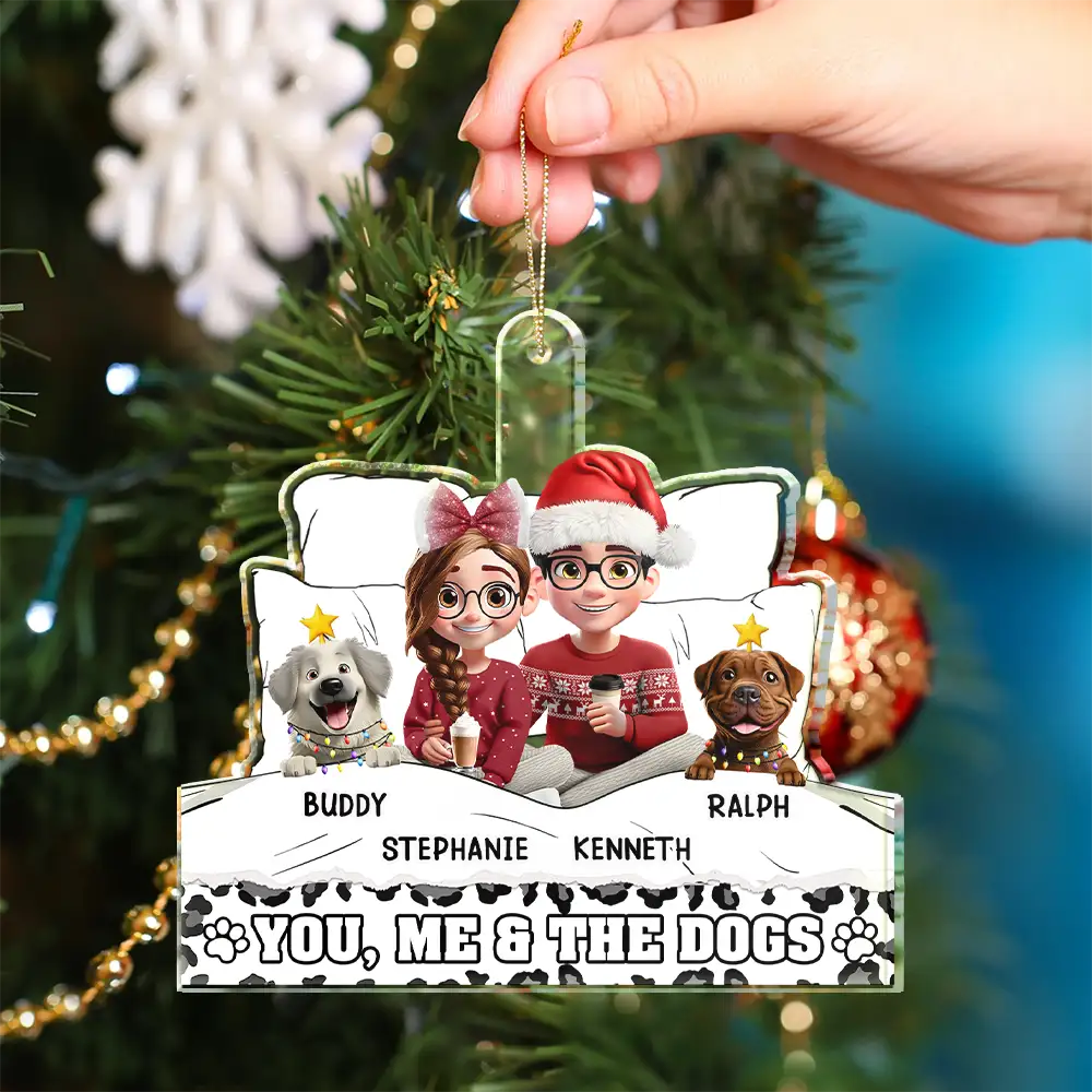You And Me And The Dog Cozy Blanket - Personalized Custom Shaped Acrylic Ornament - Image 4