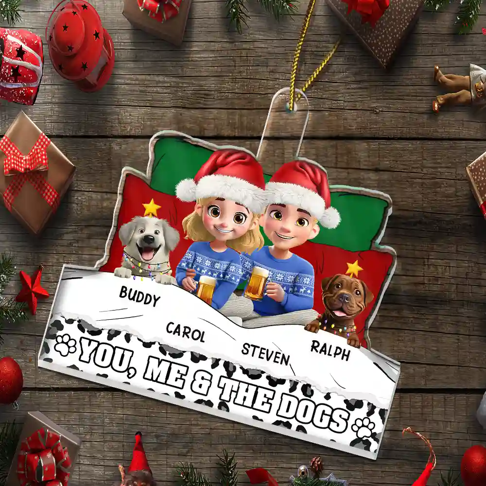You And Me And The Dog Cozy Blanket - Personalized Custom Shaped Acrylic Ornament - Image 5