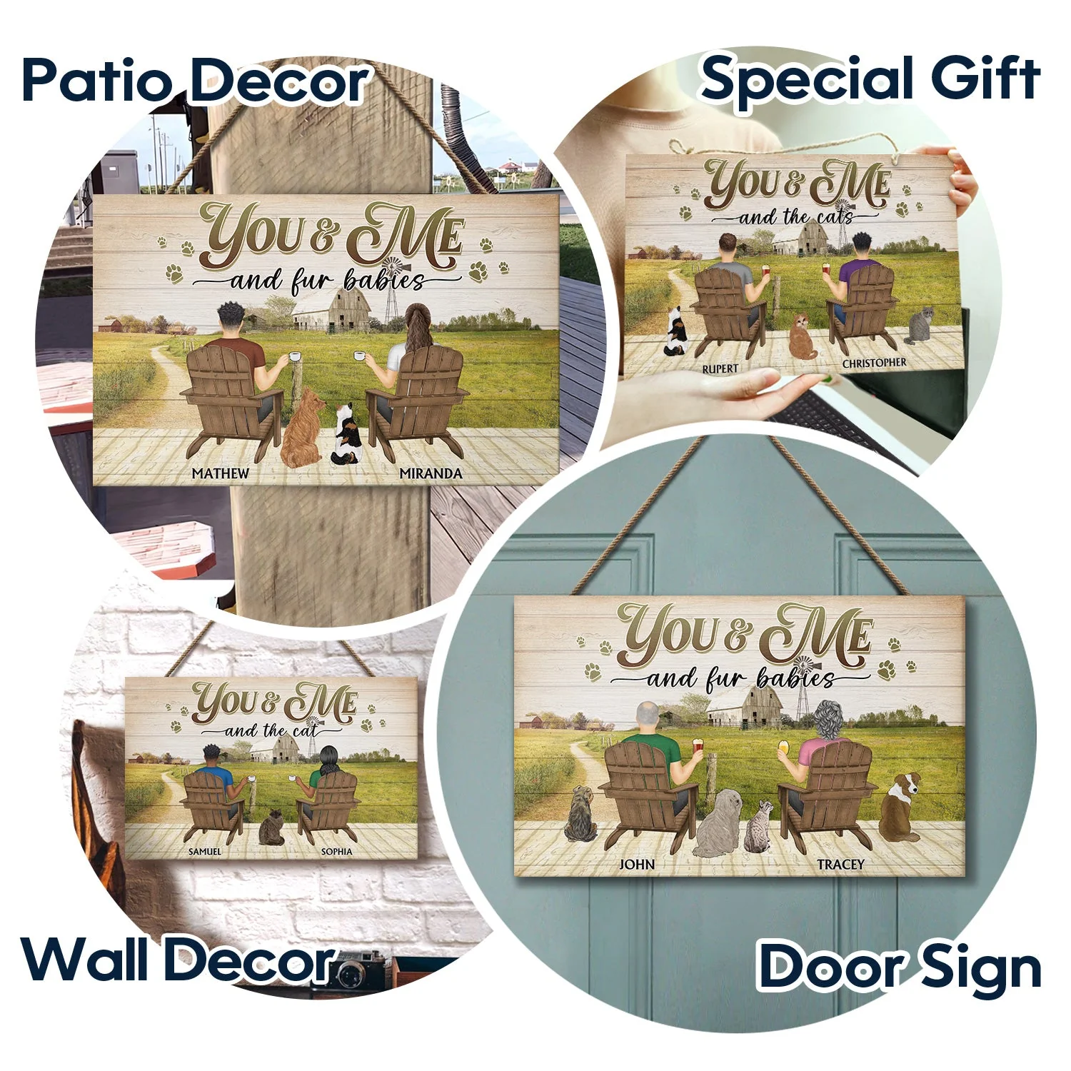 You And Me And The Dog Farm - Gift For Pet Couples - Personalized Wood Rectangle Sign - Image 6