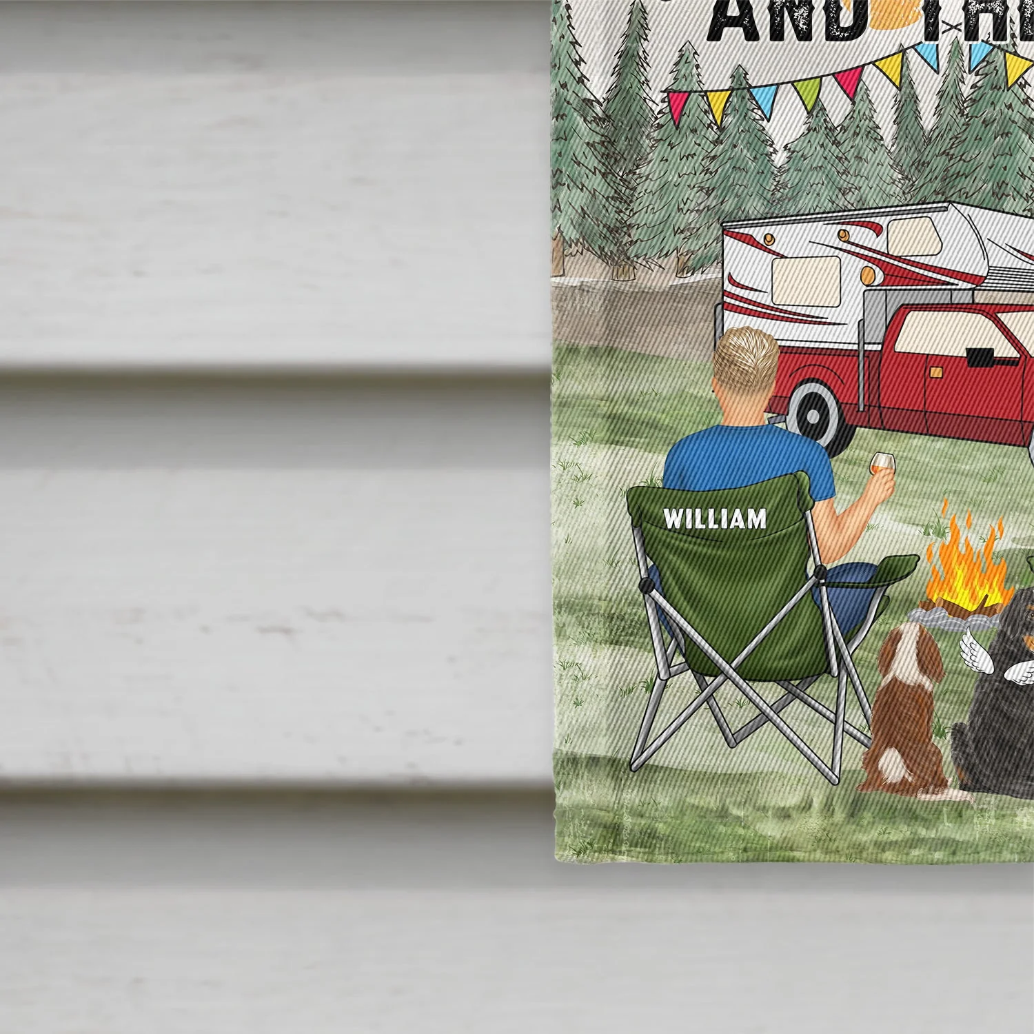 You And Me And The Dog Grass - Gift For Camping Lovers - Personalized Flag - Image 4