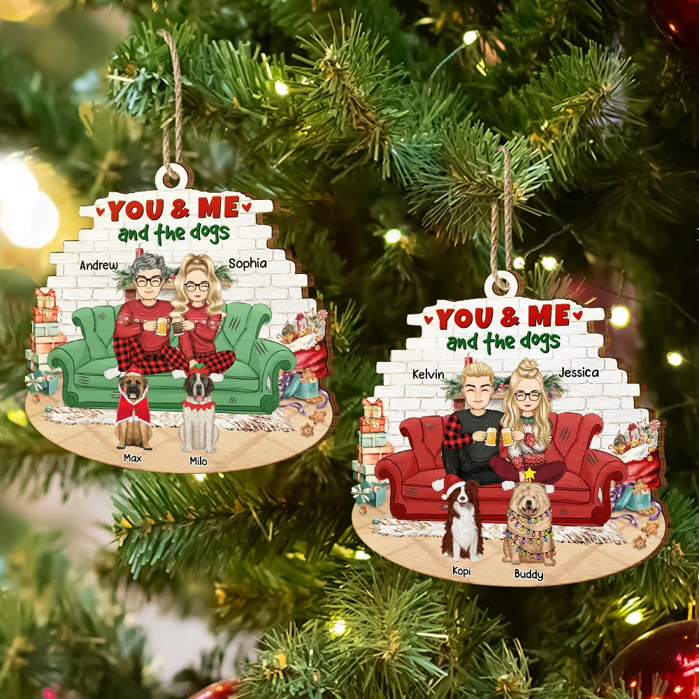 You And Me And The Dog Semi Real - Personalized Custom Shaped Wooden Ornament - Image 6