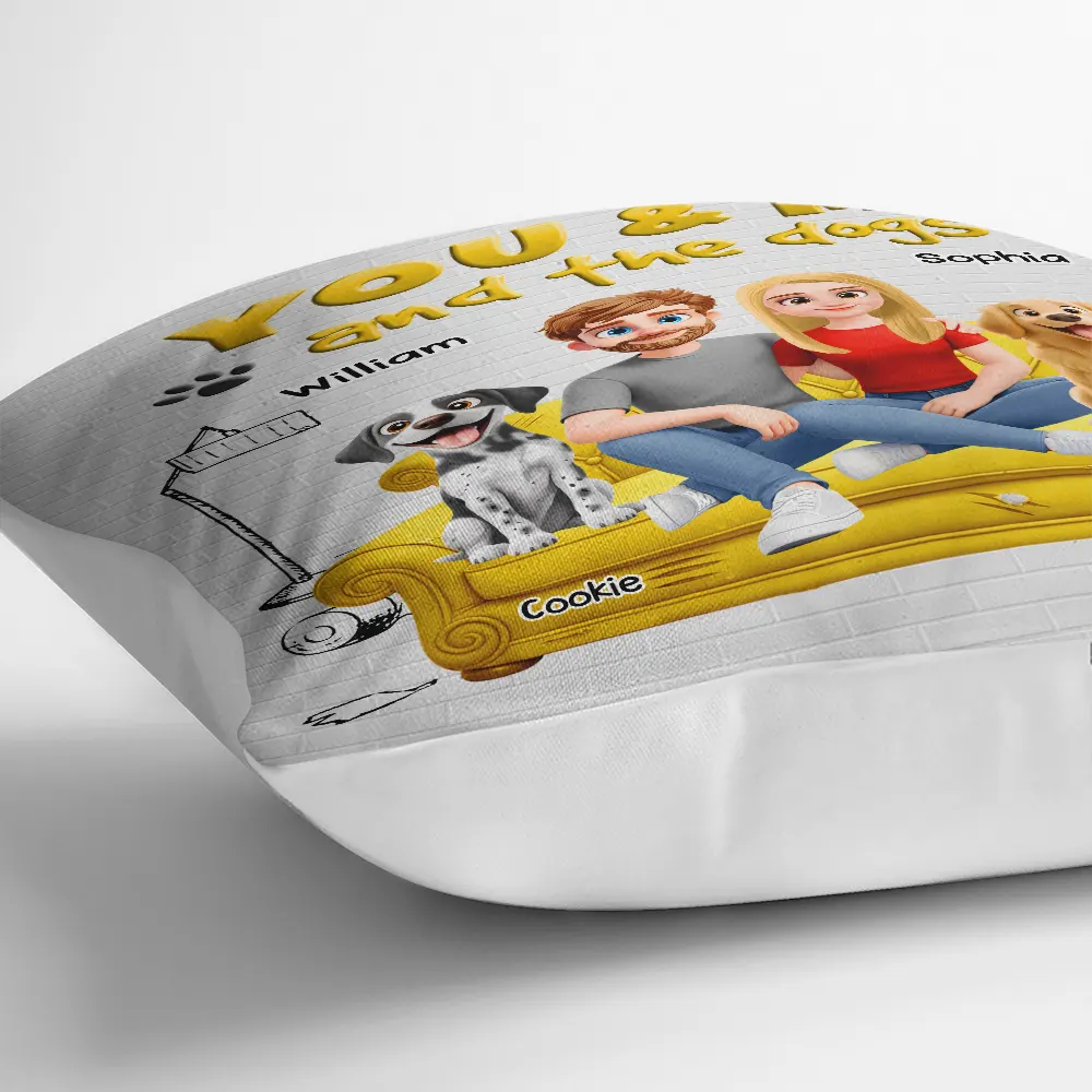 You And Me And The Dogs 3D Couple - Personalized Pillow - Image 3