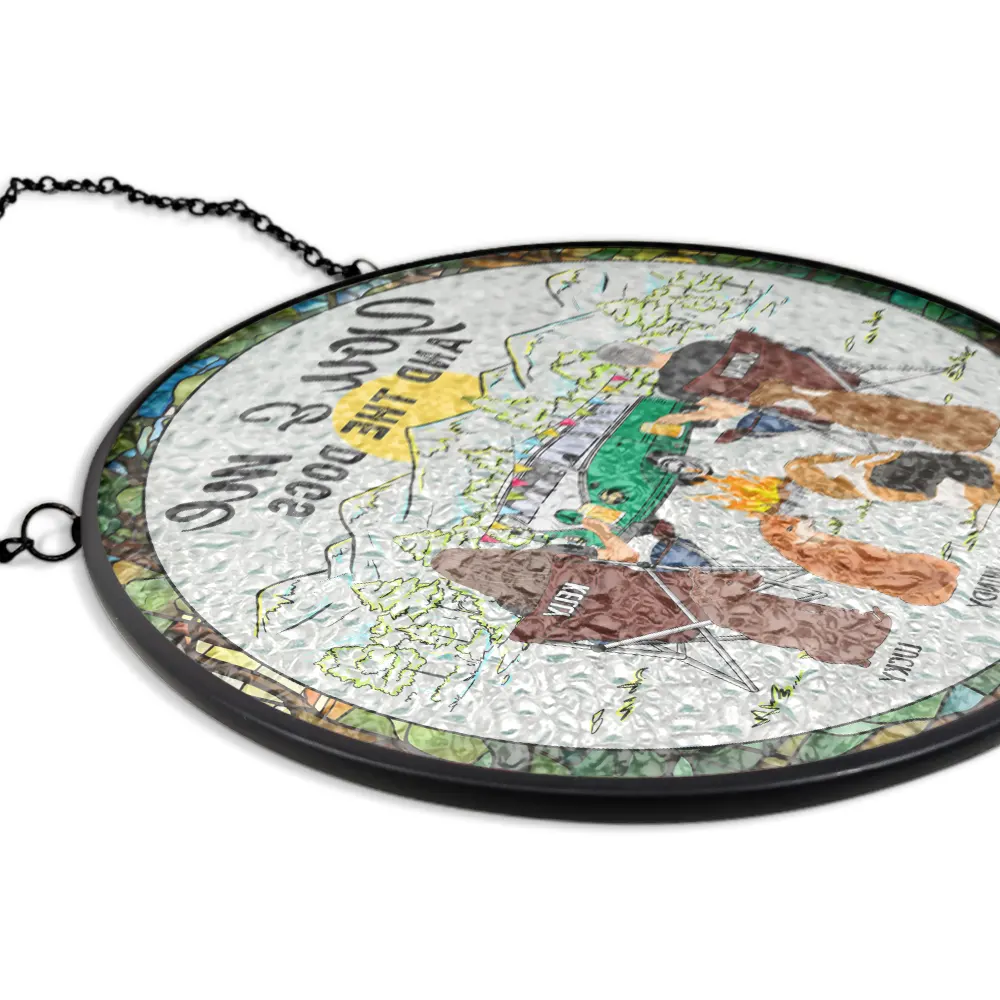 You And Me And The Dogs Back Couples - Personalized Stained Glass Window Hanging Suncatcher - Image 5
