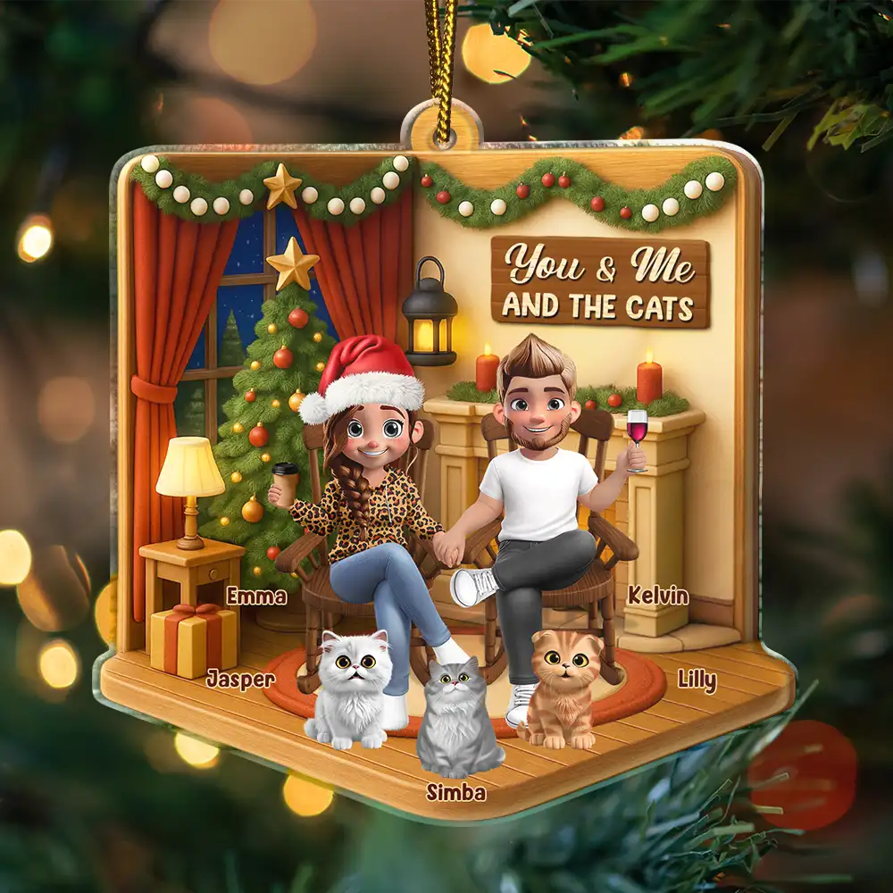 You And Me And The Dogs Cats - Personalized Custom Shaped Acrylic Ornament - Image 3