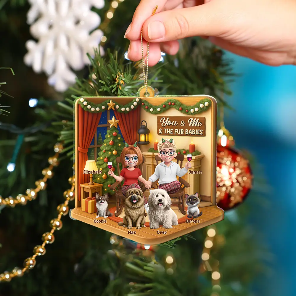 You And Me And The Dogs Cats - Personalized Custom Shaped Acrylic Ornament - Image 4