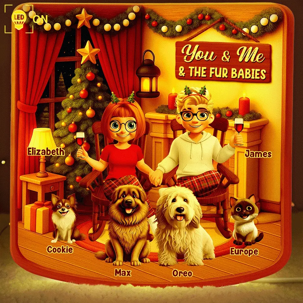 You And Me And The Dogs Cats - Personalized Custom Shaped Light Box - Image 4