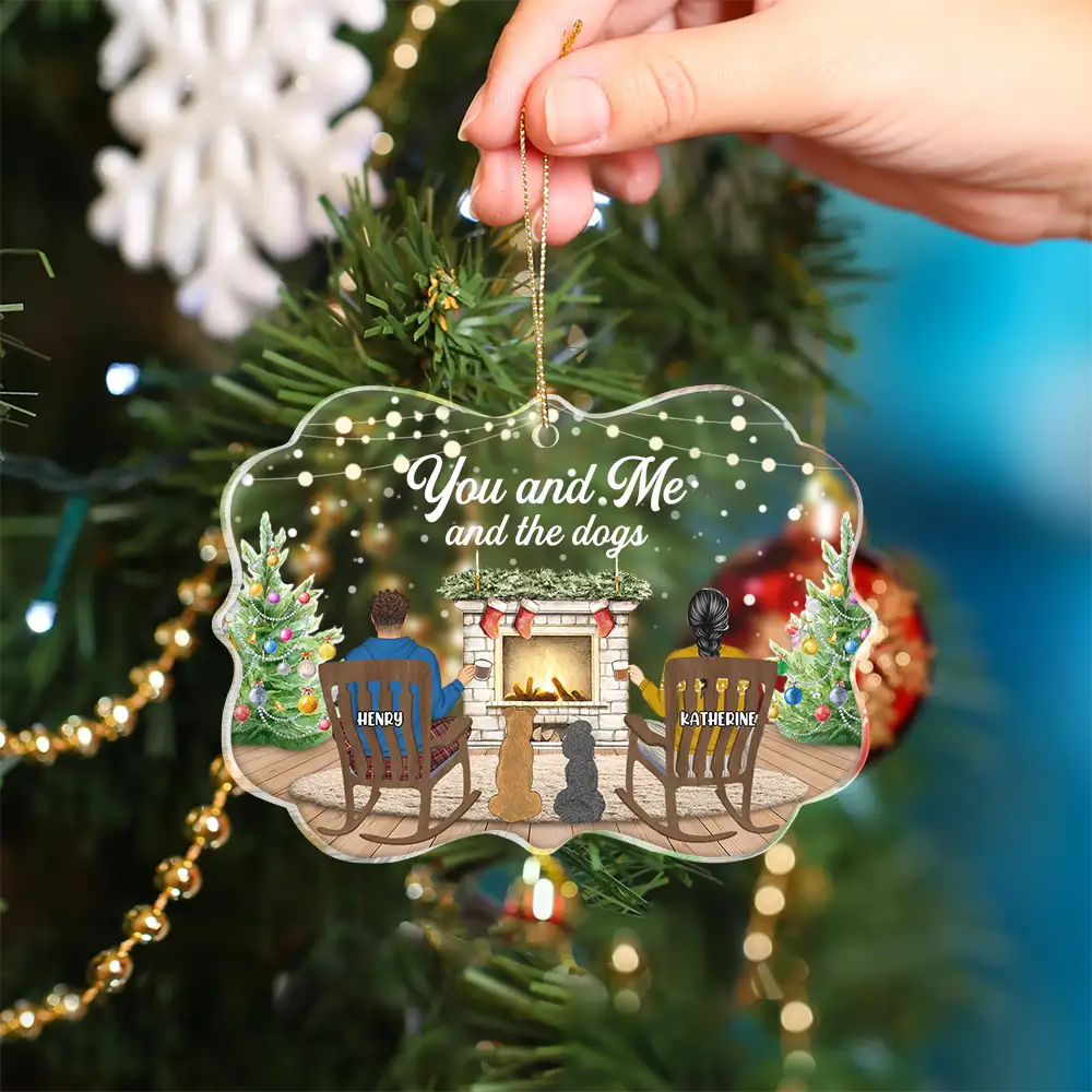 You And Me And The Dogs - Christmas Gift For Dog Lover - Personalized Medallion Acrylic Ornament - Image 4