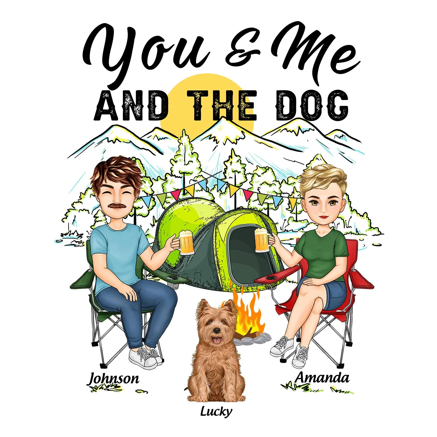 You And Me And The Dogs - Gift For Camping Lovers - Personalized Camping Decal, Decor Decal - Image 2