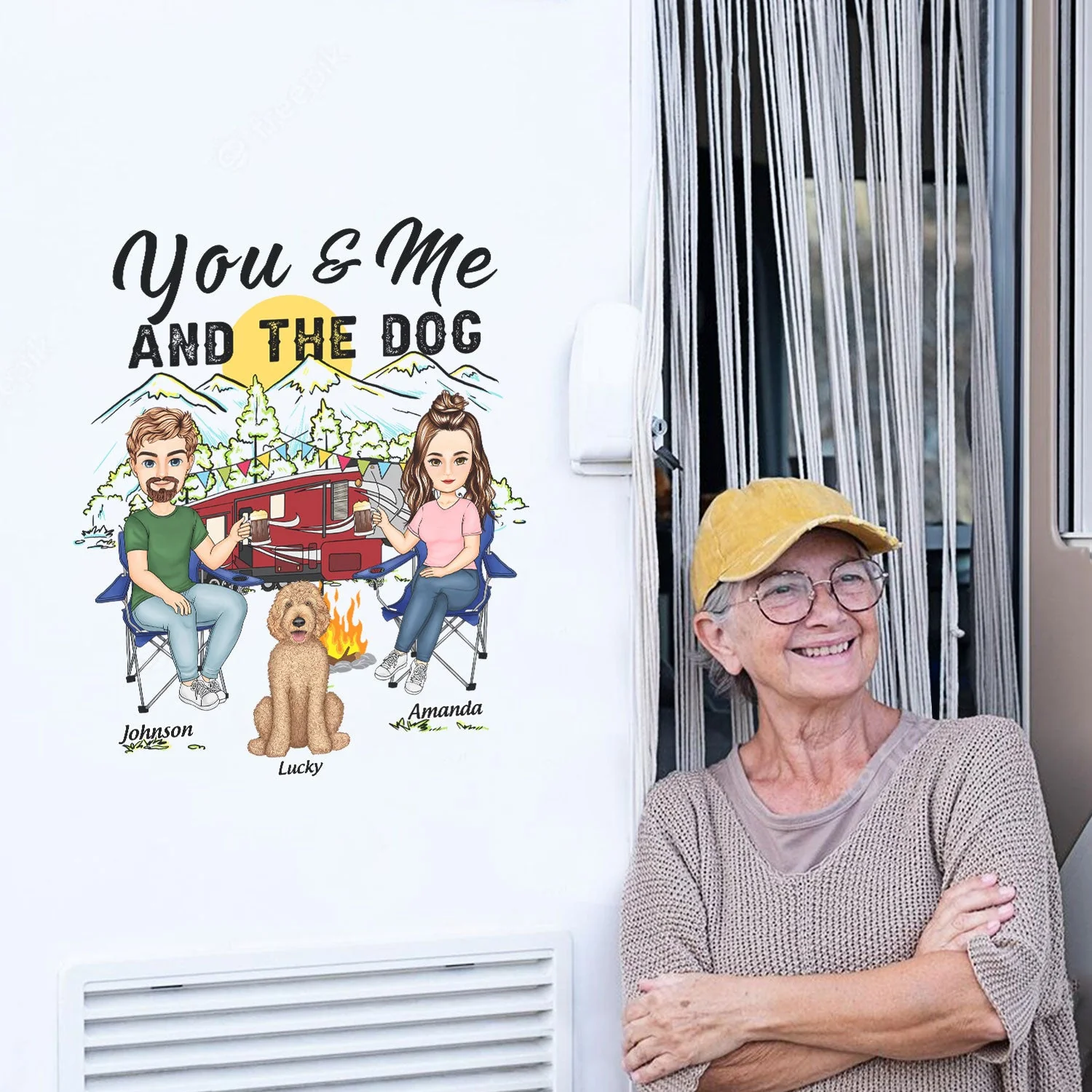 You And Me And The Dogs - Gift For Camping Lovers - Personalized Camping Decal, Decor Decal - Image 5