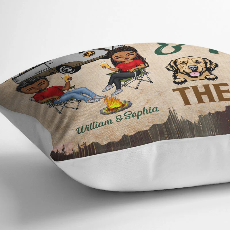 You And Me And The Dogs Husband Wife Camping Dog - Couple Gift - Personalized Custom Pillow - Image 3
