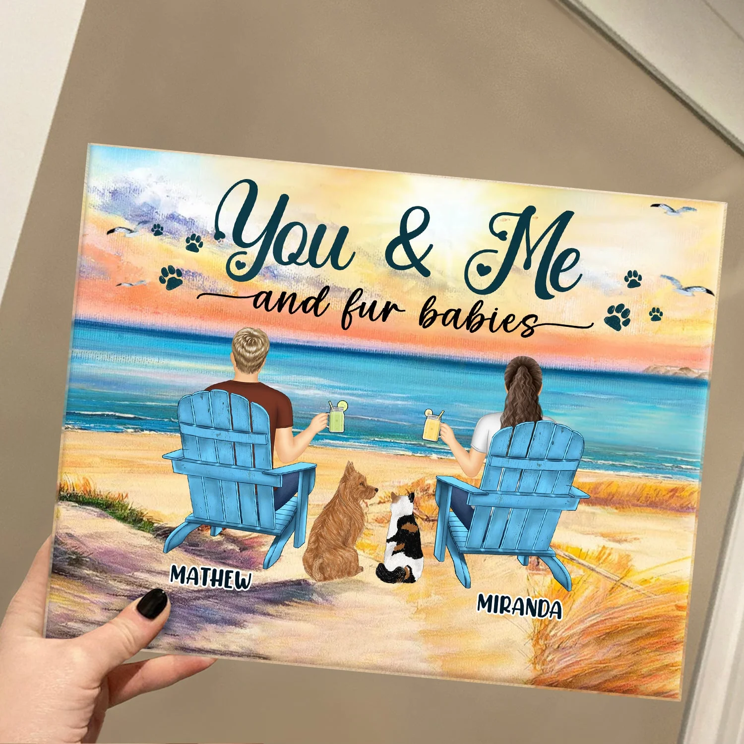 You And Me And The Dogs Peace Beach View - Gift For Pet Lovers - Personalized Horizontal Rectangle Acrylic Plaque - Image 4