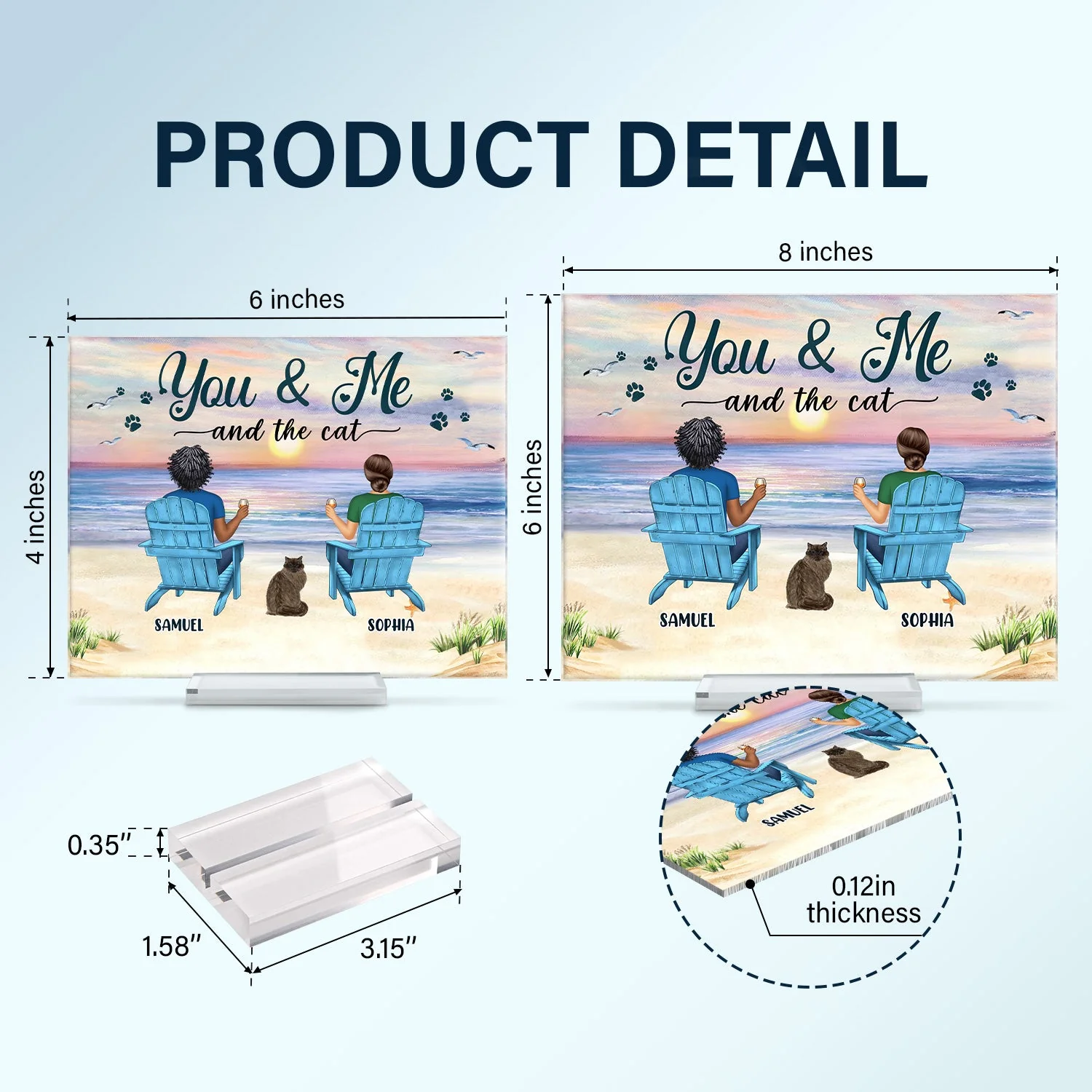 You And Me And The Dogs Peace Beach View - Gift For Pet Lovers - Personalized Horizontal Rectangle Acrylic Plaque - Image 5