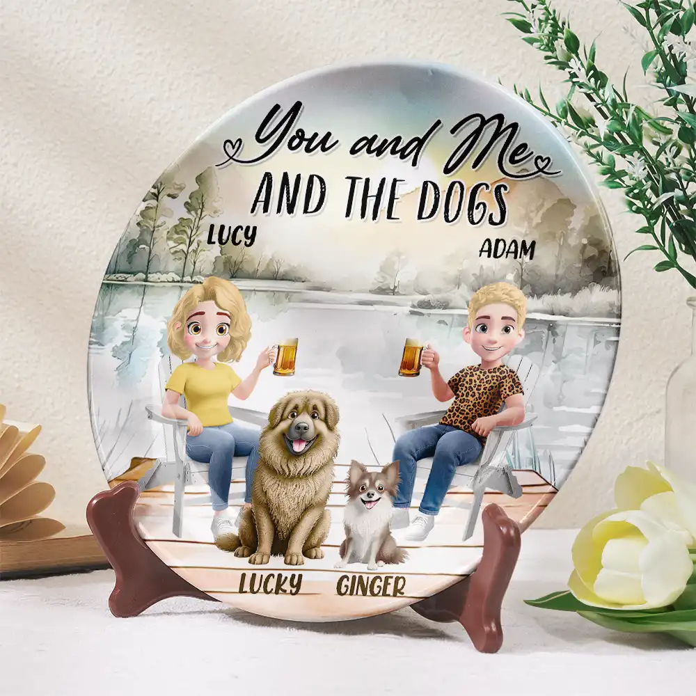 You And Me And The Dogs - Personalized Ceramic Plate - Image 2