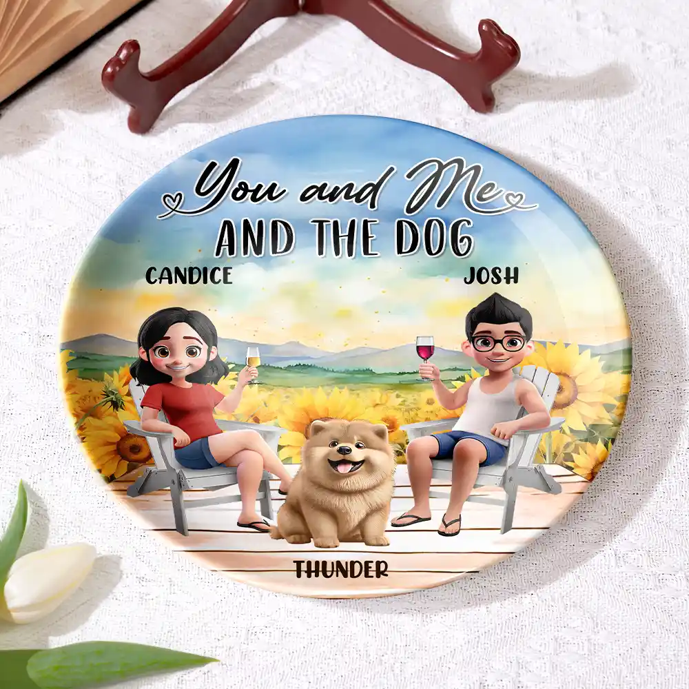 You And Me And The Dogs - Personalized Ceramic Plate - Image 4