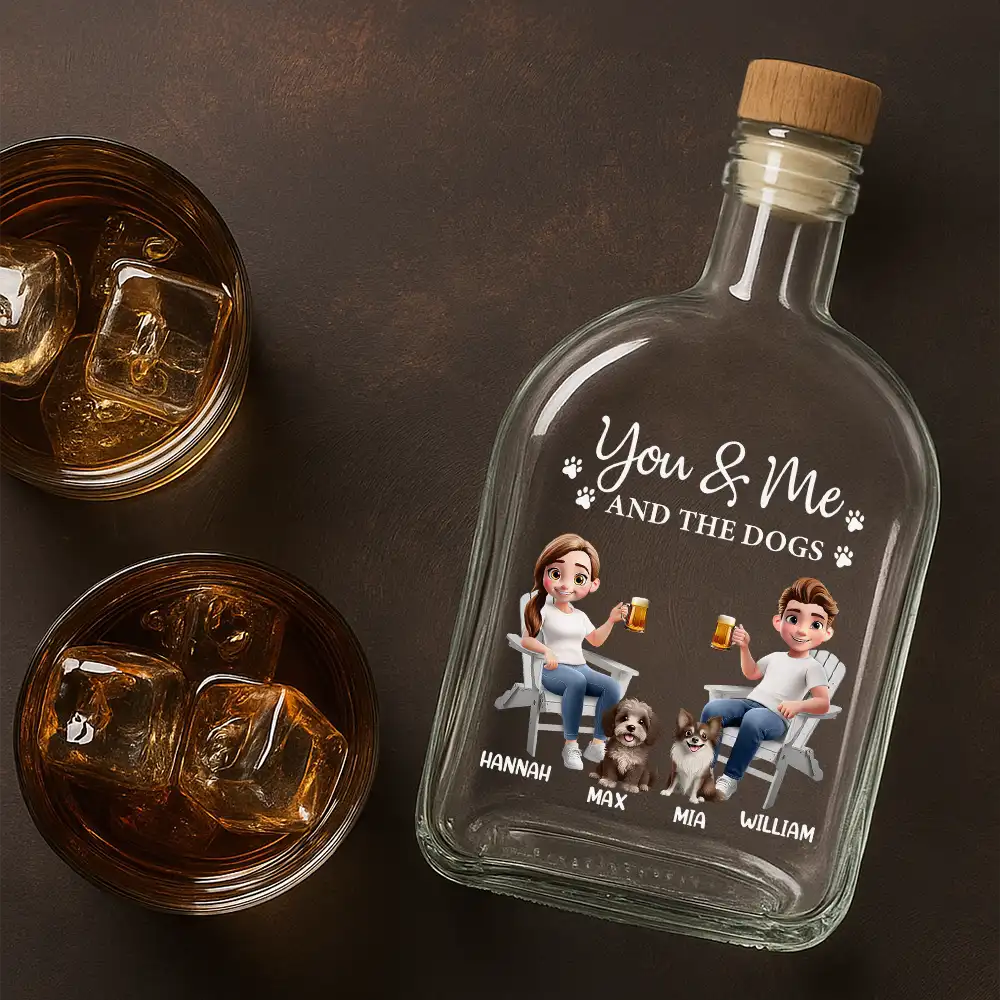 You And Me And The Dogs - Personalized Whiskey Bottle - Image 4