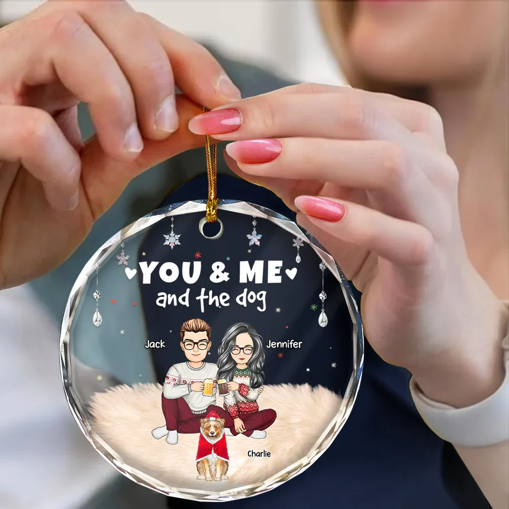 You And Me And The Dogs Semi Real - Personalized Circle Glass Ornament - Image 4
