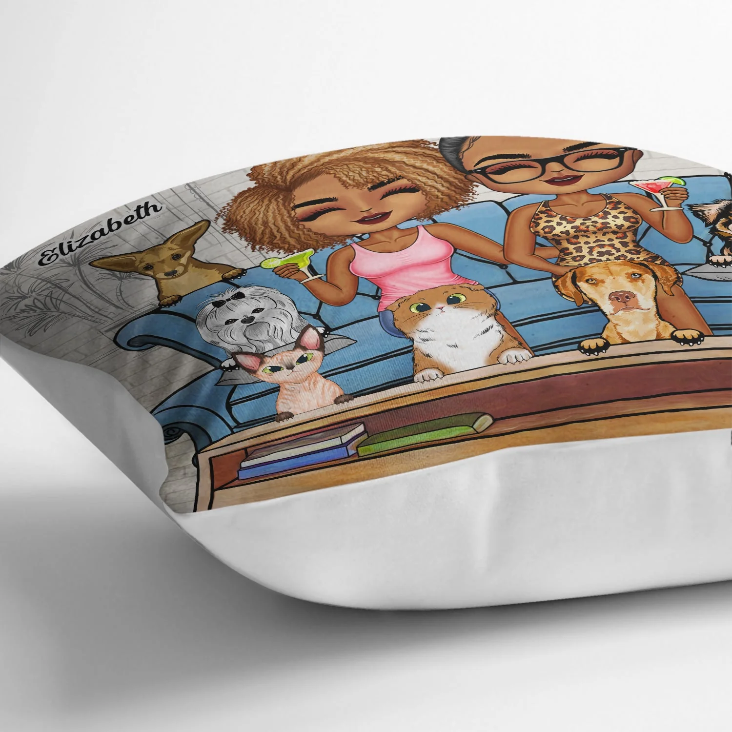 You Me And The Fur Babies Couple Dog Cat - Gift For Dog Lovers & Cat Lovers - Personalized Custom Pillow - Image 3