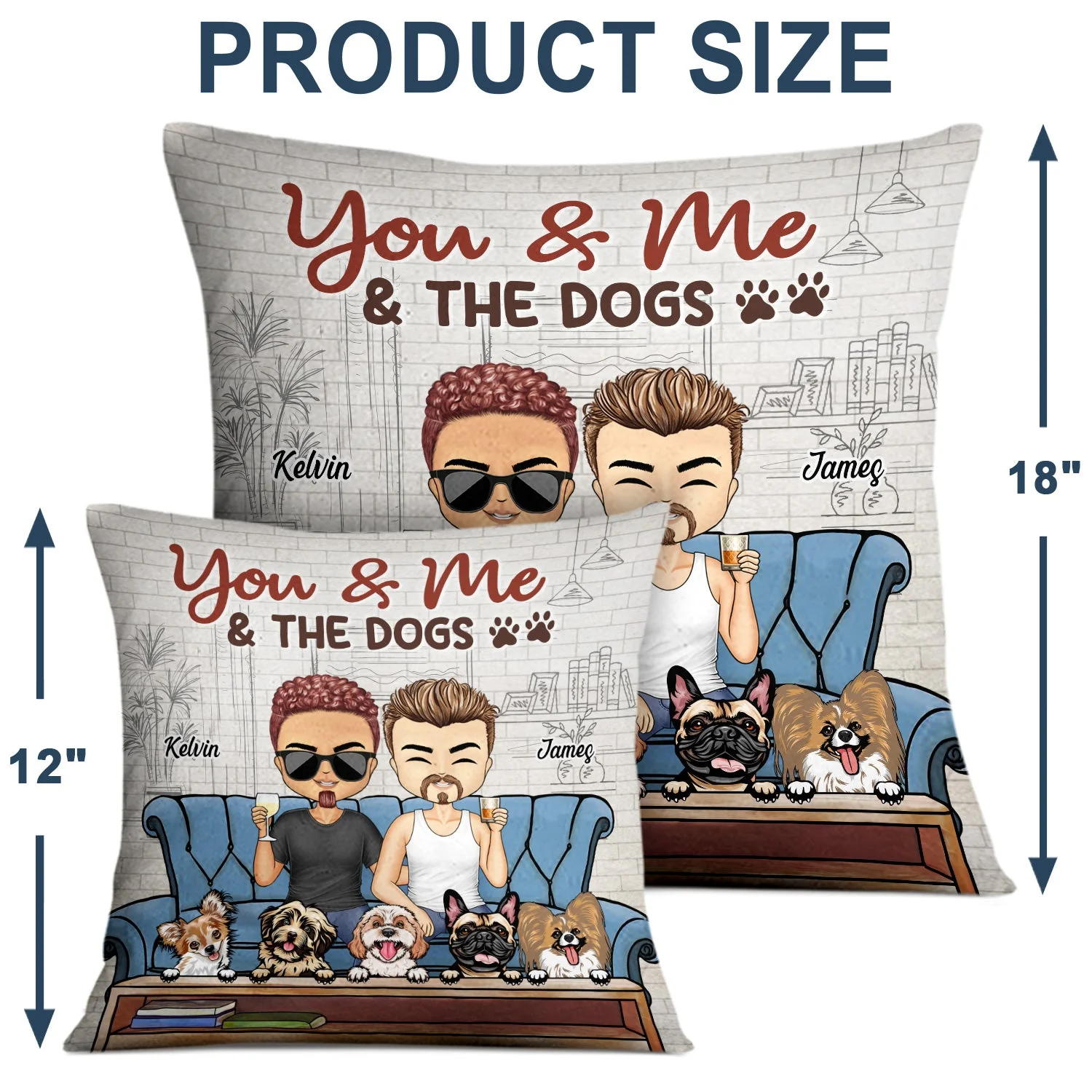 You Me And The Fur Babies Couple Dog Cat - Gift For Dog Lovers & Cat Lovers - Personalized Custom Pillow - Image 4